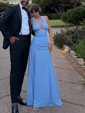 NBD Myra Gown Light Blue Halter Evening Gown